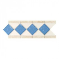 Fashion Accents Arctic White/Lagoon 4 in. x 11 in. Stone and Glass Decorative Wall Tile