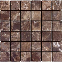 Emperador Dark 12 in. x 12 in. x 10 mm Tumbled Marble Mesh-Mounted Mosaic Tile (10 sq. ft. / case)
