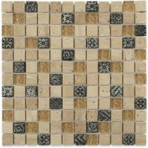 Tapestry Hydraneum Mixed Materials with Silver Deco 12 in. x 12 in. x 8 mm Mosaic Floor and Wall Tile