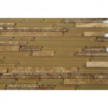 Temple Kalahari Tan Marble, Polished and Frosted Glass Mosaic Wall Tile - 3 in. x 6 in. Tile Sample