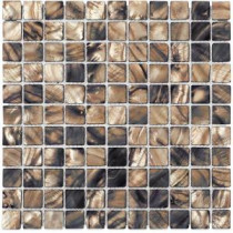 Mother of Pearl Gray Wood 12 in. x 12 in. x 8 mm Glass Mosaic Tile