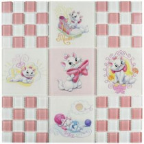 Aristocats Pink 11-3/4 in. x 11-3/4 in. x 5 mm Glass Mosaic Tile