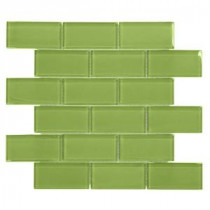 Lime 12 in. x 12 in. x 8 mm Glass Mosaic Wall Tile