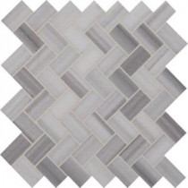 Bergamo Herringbone 12 in. x 12 in. x 10 mm Polished Marble Mesh-Mounted Mosaic Tile (10 sq. ft. / case)