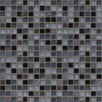 Black Azure 12 in. x 12 in. 8 mm Glass Marble Mosaic Wall Tile