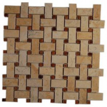Basket Braid Jerusalem Gold and Wood Onyx 12 in. x 12 in. x 8 mm Stone Mosaic Floor and Wall Tile