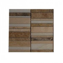 Piano-Keys Pattern Ranch Marble Mosaic Floor and Wall Tile - 3 in. x 6 in. x 8 mm Tile Sample