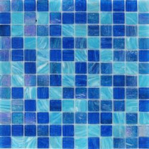Aqua Blue Ocean Mesh-Mounted Squares 11-3/4 in. x 12 in. x 5 mm Glass Mosaic Tile
