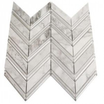 Royal Herringbone Winter Polished Marble Floor and Wall Tile - 3 in. x 6 in. Tile Sample