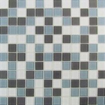Self Adhesive Gray/Blue 12 in. x 12 in. x 5 mm Glass Mosaic Tile