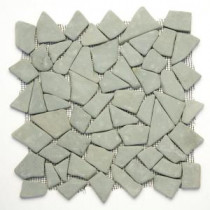 Indonesian Green Gobos 12 in. x 12 in. x 6.35 mm Natural Stone Pebble Mesh-Mounted Mosaic Tile (10 sq. ft. / case)