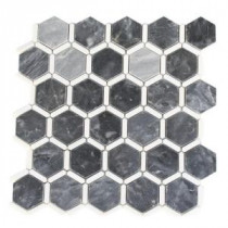 Ambrosia Dark Bardiglio and Thassos 12 in. x 12 in. x 8 mm Stone Mosaic Floor and Wall Tile