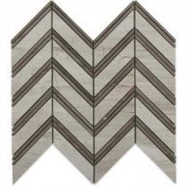 Royal Herringbone Wooden Beige and Athens Gray Strips Polished Marble Tile - 3 in. x 6 in. Tile Sample