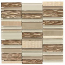 Gold Bars 11.75 in. x 12 in. x 8 mm Glass/Metal Mosaic Wall Tile