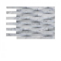 3D Reflex White Carrera Stone Glass Tile - 3 in. x 6 in. x 8 mm Tile Sample