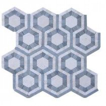 Kosmos Carrera and Moonstone Hexagon 11-3/4 in. x 11-3/4 in. x 10 mm Polished Marble Mosaic Tile