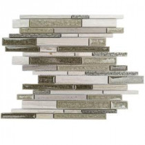 Olive Branch Wooden Beige 11-3/4 in. x 11-3/4 in. x 10 mm Glass and Stone Mosaic Tile