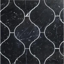 Kerosene Nero Marquina 9.12 in. x 11-3/4 in. x 10 mm Polished Marble Mosaic Tile