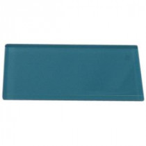 Contempo Turquoise Polished 3 in. x 6 in. x 8 mm Glass Subway Tile