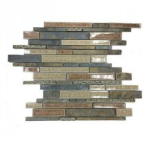 Olive Branch Slate Glass and Stone Mosaic Tile - 3 in. x 6 in. Tile Sample