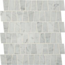 Carrara White Trapezoid Pattern 12 in. x 12 in. x 10 mm Polished Marble Mesh-Mounted Mosaic Tile (10 sq. ft. / case)