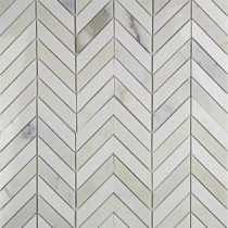 Dart Calcutta and Thassos Marble Mosaic Tile - 3 in. x 6 in. Tile Sample