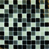 Black Blend 12 in. x 12 in. x 8 mm Glass Mesh-Mounted Mosaic Tile