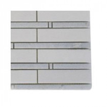 Elder Thassos and Blue Celeste Marble Mosaic Floor and Wall Tile -3 in. x 6 in. x 8 mm Tile Sample