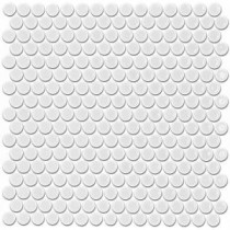 Bliss Penny Round White 12 in. x 12 in. x 10 mm Polished Ceramic Floor and Wall Mosaic Tile
