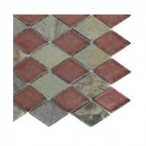 Tectonic Diamond Multicolor Slate and Glass Mosaic Floor and Wall Tile - 3 in. x 6 in. x 8 mm Tile Sample