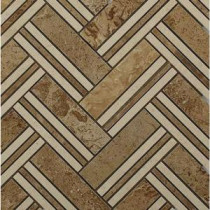 Boost Selection Travertine with Beige Line 11-1/4 in. x 12 in. x 10 mm Marble Mosaic Tile