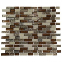 Suede Shoe Brick Pattern 12 in. x 12 in. x 8 mm Marble and Glass Mosaic Floor and Wall Tile