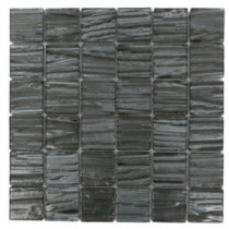 Gemini Black Birch Polished Glass Mosaic Wall Tile - 3 in. x 6 in. Tile Sample