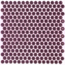 Bliss Edged Penny Round Polished Plum Ceramic Mosaic Floor and Wall Tile - 3 in. x 6 in. Tile Sample
