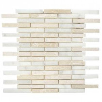 Malibu Mini Brick 12 in. x 14 in. x 8 mm Beige/White Marble Mosaic Wall Tile