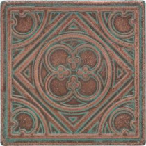 Castle Metals 4-1/4 in. x 4-1/4 in. Aged Copper Metal Insert A Accent Wall Tile
