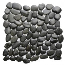 Black 12 in. x 12 in. Natural Pebble Stone Floor and Wall Tile