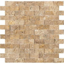 Noce 12 in. x 12 in. x 10 mm Splitface Travertine Mesh-Mounted Mosaic Tile (10 sq. ft. / case)