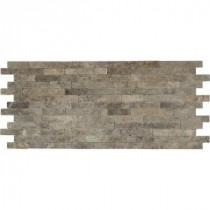 Silver Ash Veneer 8 in. x 18 in. x 10 mm Tumbled Travertine Mesh-Mounted Mosaic Tile (10 sq. ft. / case)