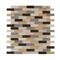 Castle Stone Brick 12 in. x 12 in. x 8 mm Glass Travertine Mosaic Wall Tile