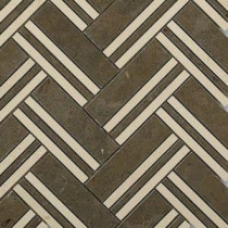 Boost Selection Lagos Azul with Beige Line 11-1/4 in. x 12 in. x 10 mm Marble Mosaic Tile