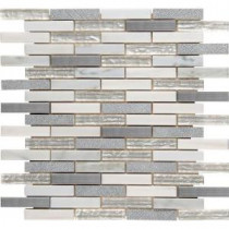 Ocean Crest Brick 12 in. x 12 in. x 8 mm Glass Metal Stone Mesh-Mounted Mosaic Wall Tile (10 sq. ft. / case)