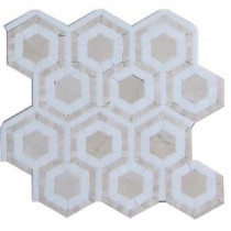 Kosmos Crema and Thassos Hexagon Marble Mosaic Tile - 3 in. x 6 in. Tile Sample