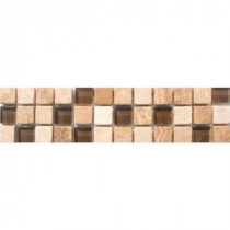 Mixed 3 in. x 12 in. x 8 mm Glass Stone Mesh-Mounted Border Tile