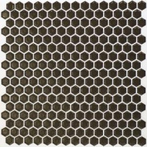 Bliss Edged Hexagon Polished Dark Gray Ceramic Mosaic Floor and Wall Tile - 3 in. x 6 in. Tile Sample