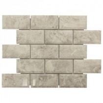 Roman 2 x 4 Beveled 13.75 in. x 10 in. x 10 mm Grey Marble Mosaic Wall Tile