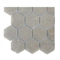 Medieval Hexagon Polished Marble Mosaic Floor and Wall Tile - 3 in. x 6 in. x 8 mm Tile Sample