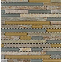Golden Fields Interlocking 12 in. x 12 in. x 8 mm Glass Stone Mesh-Mounted Mosaic Tile