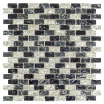 Sable Evening 12 in. x 12 in. x 8 mm Glass and Stone Pencil Mosaic Wall Tile