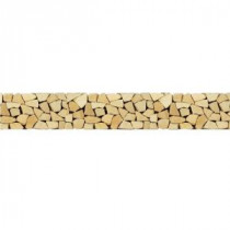 Indonesian Bamboo 4 in. x 39 in. x 6.35 mm Pebble Border Mosaic Floor and Wall Tile (9.74 sq. ft. / case)